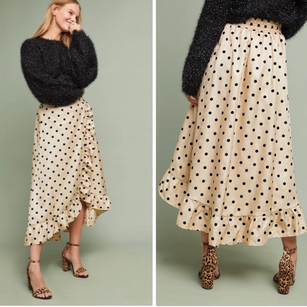 Corey Lynn Calter Anthropologie Blk PolkaDot Skirt
